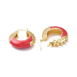 Enamel Hoop Earrings with Clear Cubic Zirconia&nbsp;EJEW-F306-09G