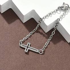 304 Stainless Steel Cross Link Bracelets&nbsp;BJEW-F500-03P