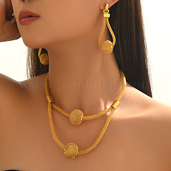 Vintage Iron Hollow Round Pendant Necklace and Earring Set for Women Stylish Jewelry Collection&nbsp;JY4522