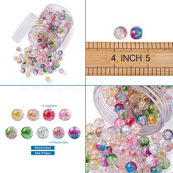 Transparent Spray Painted Crackle Glass Beads Strands&nbsp;GLAA-TA0003-09