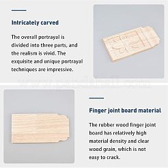 Natural Solid Wood Carved Onlay Applique Craft&nbsp;WOOD-FH0001-10