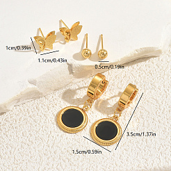 3 Pairs Stainless Steel Stud Earring & Hoop Earring Sets&nbsp;YE7662