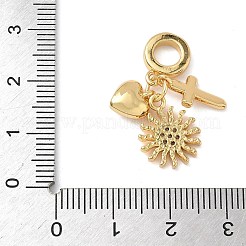 Brass Micro Pave Clear Cubic Zirconia European Dangle Charms&nbsp;KK-D502-13C-G
