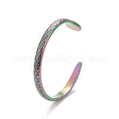 Ion Plating(IP) Rainbow Color 304 Stainless Steel Snake Wrap Open Cuff Ring for Women&nbsp;RJEW-C025-17M