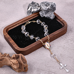 4Pcs Alloy Enamel Cross with Jesus Charm Bracelets&nbsp;BJEW-GO0001-24