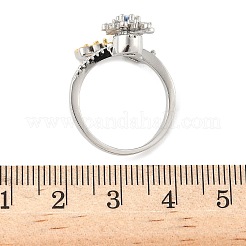 Brass Micro Pave Cubic Zirconia Rotating Cuff Rings for Women&nbsp;RJEW-C132-06P