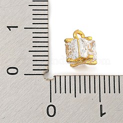 Rack Plating Brass Micro Pave Clear Cubic Zirconia Charms&nbsp;KK-P277-43G