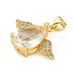 Rack Plating Brass Micro Pave Clear Cubic Zirconia Pendants&nbsp;ZIRC-L100-151G