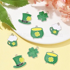 8Pcs 4 Style Saint Patrick's Day Theme Alloy Enamel Pendants&nbsp;ENAM-FS0001-72