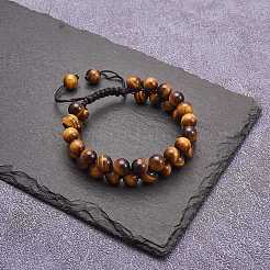 Natural Tiger Eye Braided Bead Bracelet&nbsp;BJEW-SW00001-11