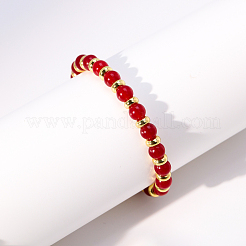 Mother's Day Natural Red Malaysia Jade Round Beads Stretch Bracelets for Women&nbsp;GC5847