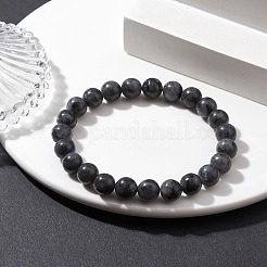 Natural Larvikite Round Beaded Stretch Bracelets&nbsp;BJEW-JB10159