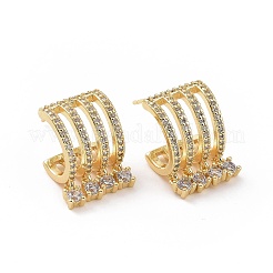 Clear Cubic Zirconia Arch with Diamond Dangle Stud Earrings&nbsp;EJEW-C040-02G