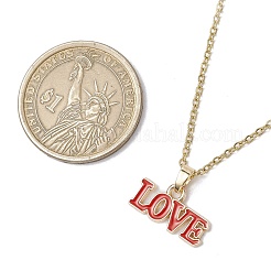 5Pcs 5 Colors Valentine's Day Theme Alloy Enamel Word Love Pendant Necklaces&nbsp;NJEW-JN05222