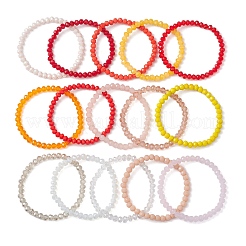 15Pcs 15 Styles Faceted Rondelle Glass Beaded Stretch Bracelet Sets&nbsp;BJEW-JB10837