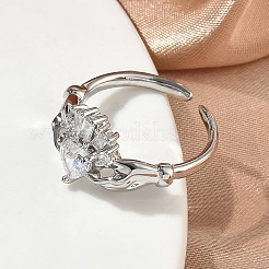 Brass Micro Pave Cubic Zirconia Cuff Open Rings&nbsp;RJEW-C163-04P