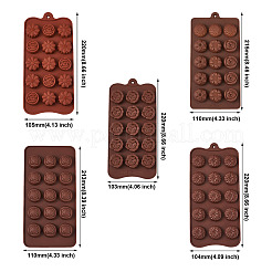 5 Pcs 5 Style 15-Cavity Silicone Flower Shaped Fondant Molds&nbsp;DIY-BG0001-05