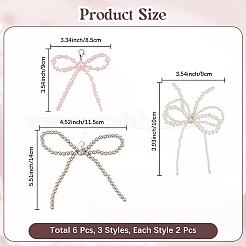 6Pcs 3 Styles Bowknot Plastic Imitation Pearl Shoe Charms&nbsp;AJEW-CP0006-57