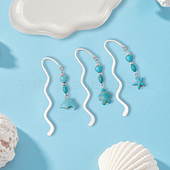 6Pcs 6 Styles Zinc Alloy Wavy Bookmarks&nbsp;AJEW-CP0009-16
