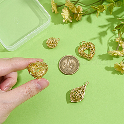 8Pcs 4 Styles Brass Hollow Pendants&nbsp;FIND-PH0027-30