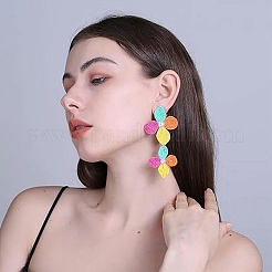 Flower Brass Findings Raffia Dangle Stud Earrings&nbsp;FS-WGC6732-01