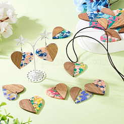 16Pcs 8 Colors Resin and Walnut Pendants&nbsp;FIND-TA0006-42