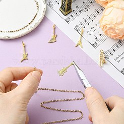 5Pcs 5 Styles Musical Instruments Theme Rack Plating Brass Clear Cubic Zirconia Pendants&nbsp;KK-CJ0005-93