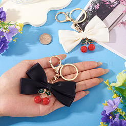 2Pcs 2 Colors Polyester & Alloy & Plastic Keychains&nbsp;KEYC-TA0001-50