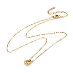304 Stainless Steel Teardrop Pendant Cable Chain Necklaces for Women&nbsp;NJEW-K255-37G