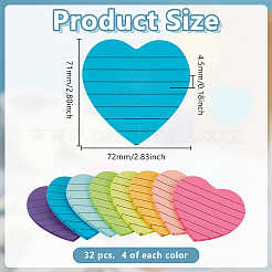 32Pcs Heart with Stripe Pattern Paper Pad Sticky Notes&nbsp;AJEW-GO0003-01