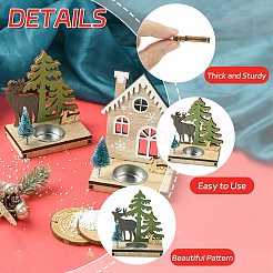 1 Set 2Pcs 2 Styles Christmas Wooden Candlestick Mixed Colors&nbsp;ST-CJ0040-002