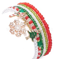 6Pcs 6 Style Glass Beaded Stretch Bracelets Set&nbsp;BJEW-JB09394