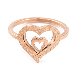304 Stainless Steel Heart Finger Ring for Women&nbsp;RJEW-C086-21-RG