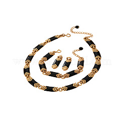 Rectangle Alloy Acrylic Chain Necklaces & Bracelets & Stud Earrings Sets&nbsp;FS-WGA157C-01