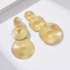 Zinc Alloy Triple Textured Disc Dangle Stud Earring for Women&nbsp;YO6047