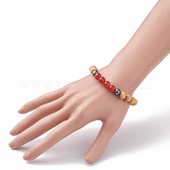 Natural Wood Beads Stretch Bracelets&nbsp;BJEW-JB06516