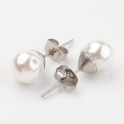 Shell Pearl Ball Stud Earring Findings&nbsp;X-EJEW-JE02370-01
