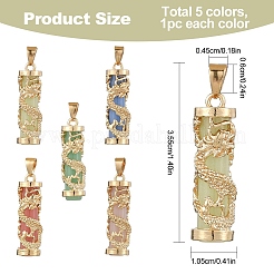 5Pcs 5 Colors Synthetic Luminous Stone Column Pendants&nbsp;FIND-YW0005-92
