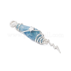 3Pcs 3 Styles Electroplated Natural Quartz Crystal Nuggets Copper Wire Wrapped Pendants&nbsp;PALLOY-JF03128-03