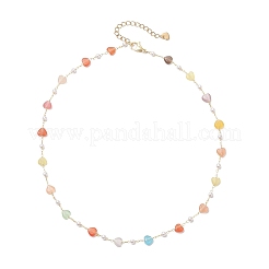 Colorful Cat Eye Heart & Plastic Pearl Link Chain Necklaces&nbsp;NJEW-JN05453