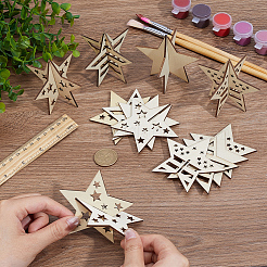 4 Styles Christmas Theme Unfinished Wood Solid Display Decorations&nbsp;DJEW-WH20002-21B