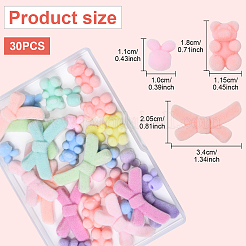 30Pcs 3 Styles Flocky Acrylic Bunny Beads&nbsp;OACR-YW0002-38