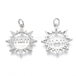 Brass Micro Pave Clear Cubic Zirconia Pendants&nbsp;KK-S356-029P-NF