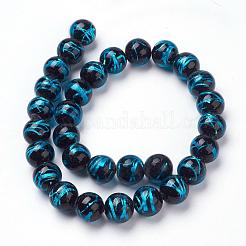 Handmade Silver Foil Lampwork Beads Strands&nbsp;FOIL-L016-B01