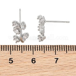 SHEGRACE Leafy Branch Brass Micro Clear Pave Cubic Zirconia Stud Earrings&nbsp;XGRQ4N998-717P