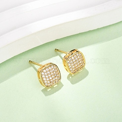 Brass Micro Pave Cubic Zirconia Stud Earrings&nbsp;EJEW-F418-01G-02