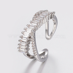 Brass Micro Pave Cubic Zirconia Finger Rings&nbsp;RJEW-H122-01P-17mm