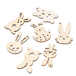 7Pcs Wood Pendants&nbsp;WOOD-G028-09