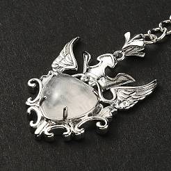 Natural Quartz Crystal Heart with Wing Pendant Keychain&nbsp;G-Z033-04P-03