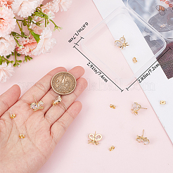 4 Pairs Brass Micro Pave Clear Cubic Zirconia Stud Earring Findings&nbsp;KK-BBC0011-71